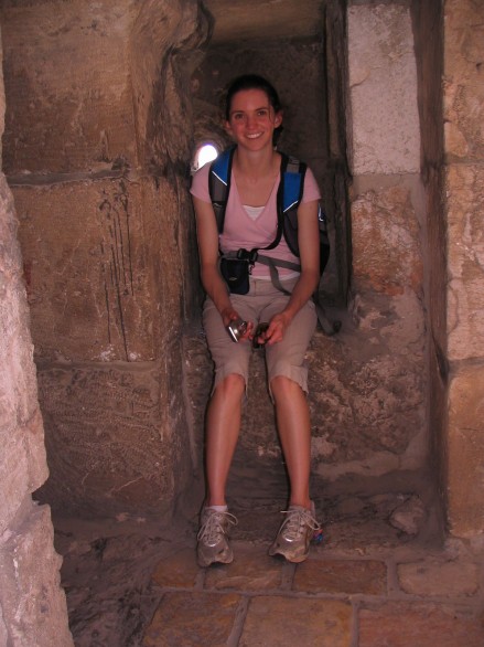 Vicki Argyle in an alcove at Davids Castle in Jerusalem, Israel