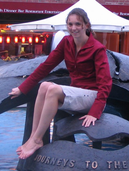 Vicki surfing another whale